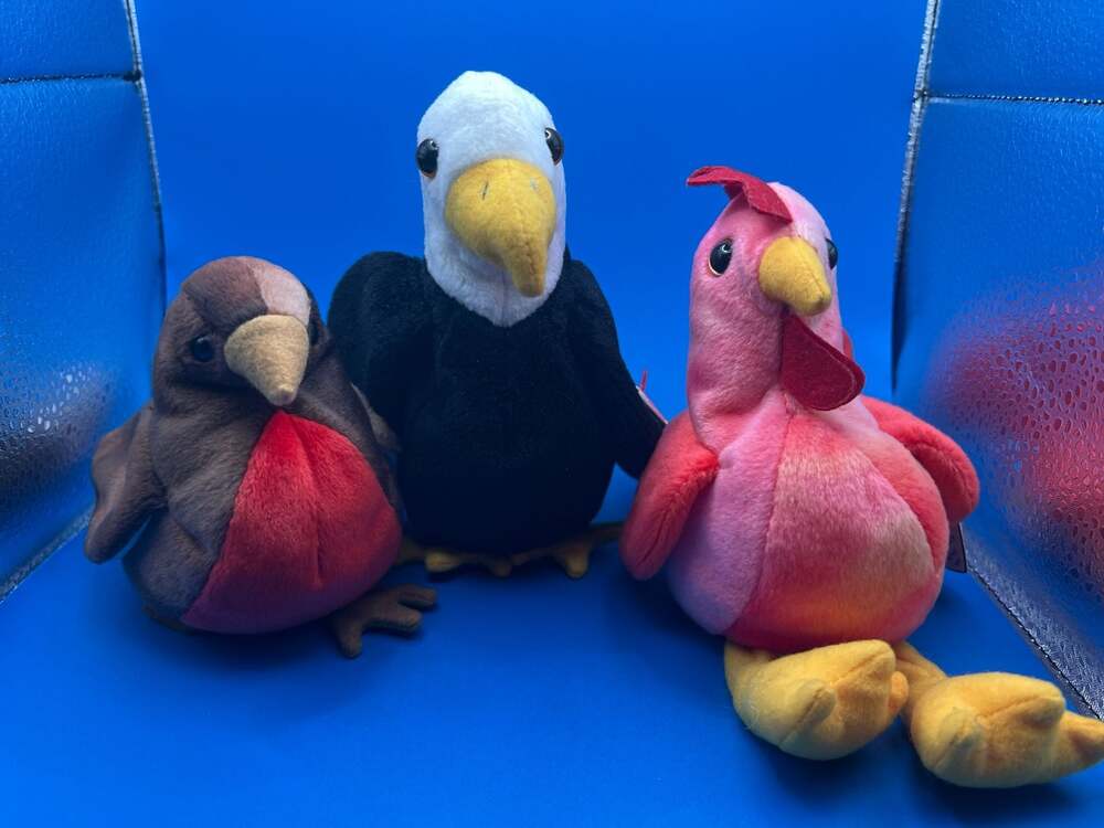 Vintage Ty Beanie Baby 3-Piece Bird Bundle - Robin, Eagle & Rooster (1996-1998)